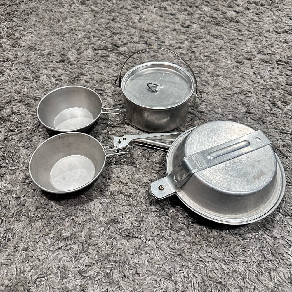 Vintage Stainless Steel Silver Camping Cookware Set Mixed Set Palco & SMC